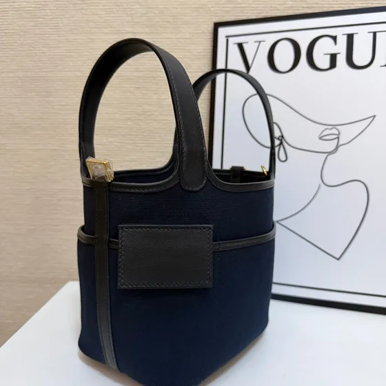 Hermes Cargo Picotin Lock Bleu marine Bleu Anse supérieure