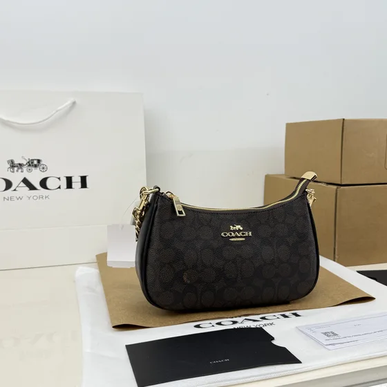 Coach Teri Shoulder Bag In Signature Canvas Beige Shoulder Bag