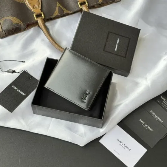 YSL Tiny Monogram East West Bifold Wallet Black Wallet