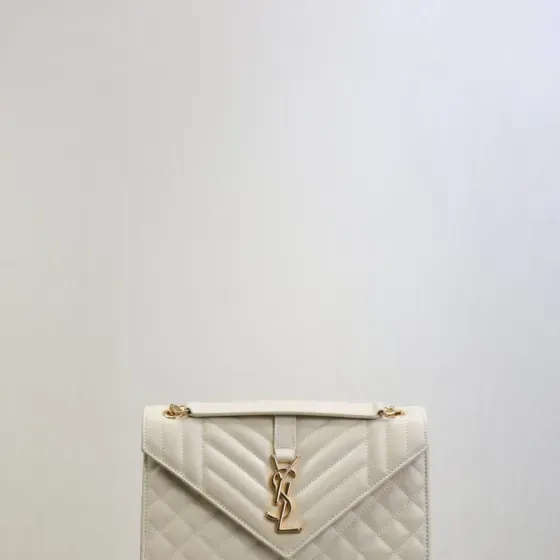 YSL Envelope Chain Bag Cream White Shoulder Bag