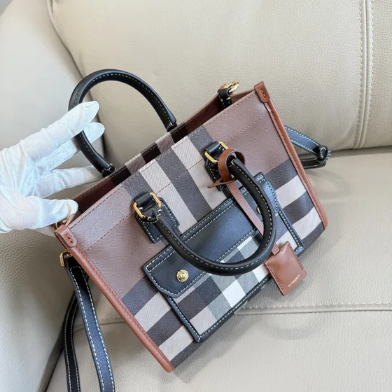 Burberry Check Mini Freya Tote Birch Marrone Check Borsa tote