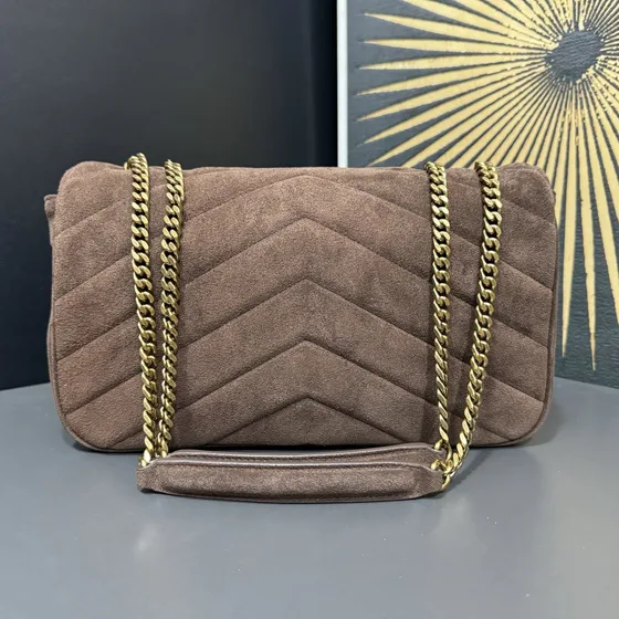 YSL Cassandre Envelope Chain Bag Brun Skuldertaske