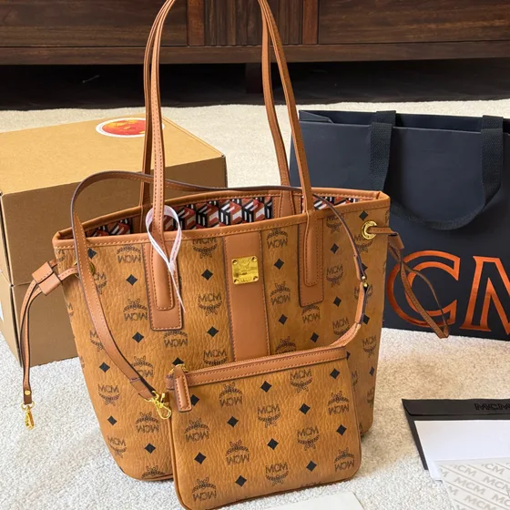 MCM Liz Shopper Tote Cognac/Coklat Tote Bag