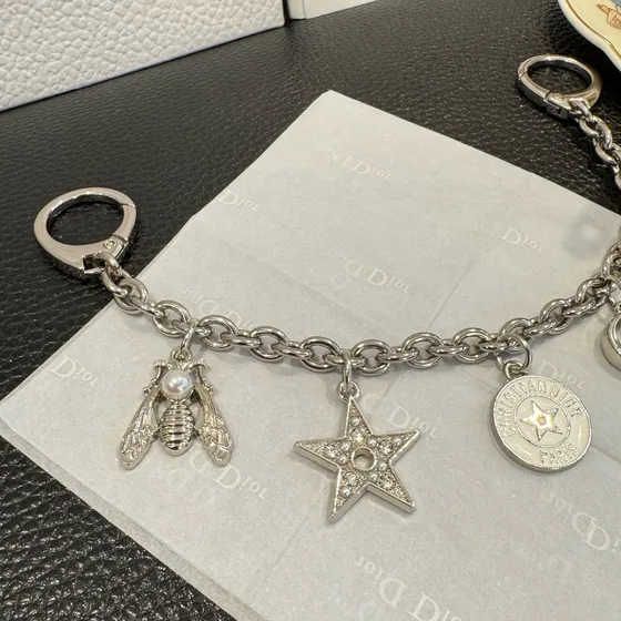 Dior Lucky Charms Bag Charm Chain Doré/Argent Pochette