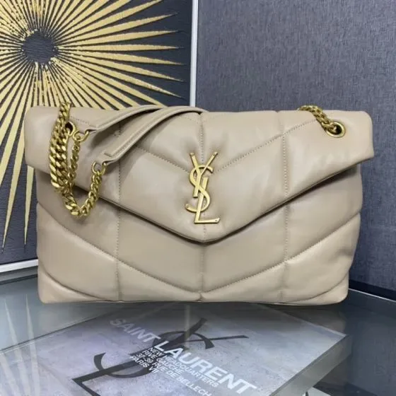 YSL Loulou Puffer Beige Shoulder Bag