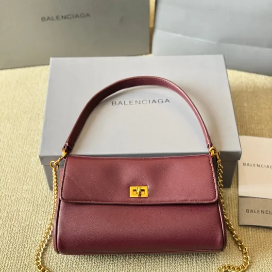 Balenciaga Calfskin Rodeo Chain Shoulder Bag Caramel Brown Shoulder Bag