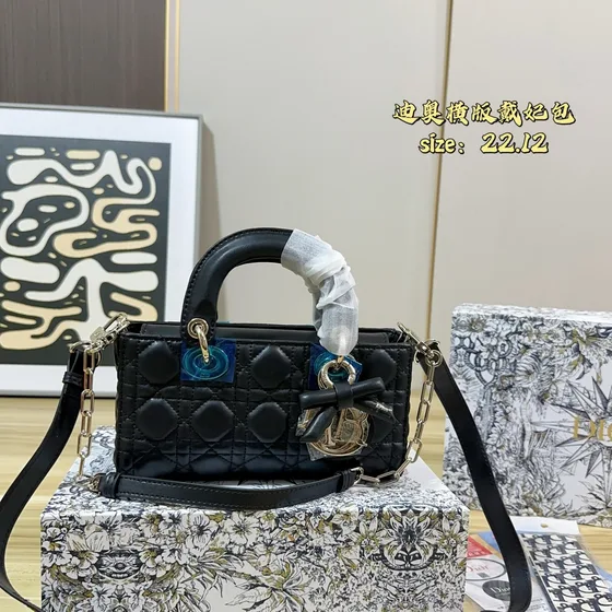 Dior Lady D-Joy Mini Bag Preto/Branco/Rosa Alça superior/Crossbody