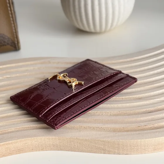 YSL Cassandre Card Case Burgunder Card Holder