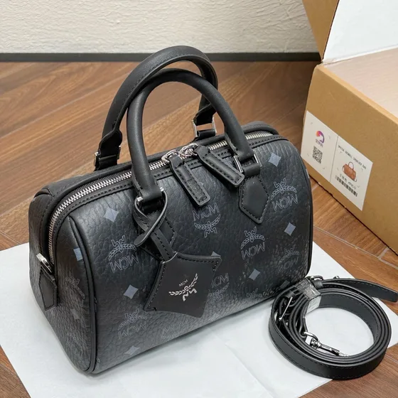MCM Ella Boston Black Top Handle
