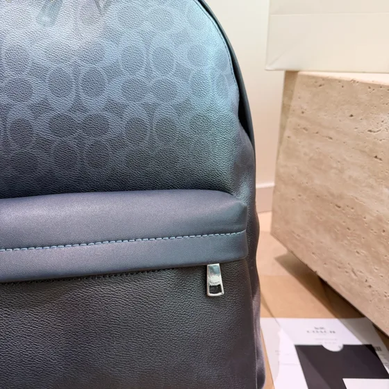 Coach West Backpack In Signature Vải bạt Charcoal Đen Backpack