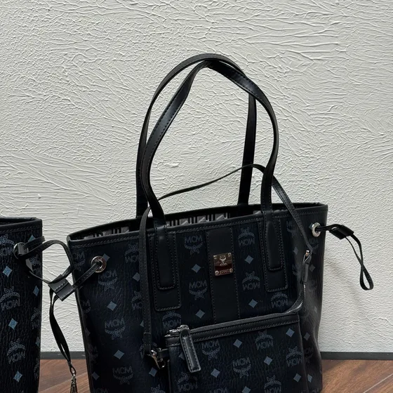MCM Toni Visetos Shopper Nero Borsa tote