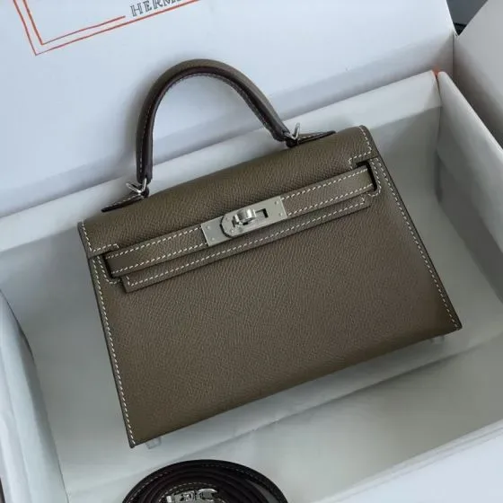 Hermes Mini Kelly Etoupe Top Handle