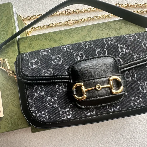 Gucci Horsebit 1955 Small Shoulder Bag أسود 24*13*5.5cm Shoulder Bag