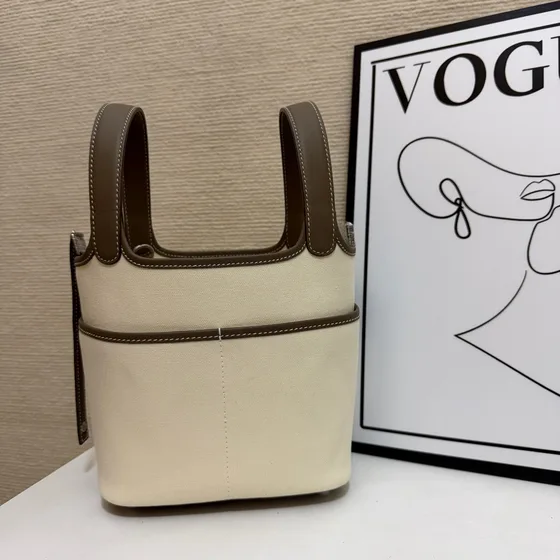 Hermes Unknown Beige Elephant Gray Top Handle