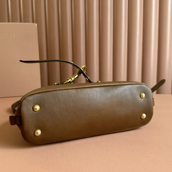 Miu Miu Læder Top-Handle Bag With Strap (Aventure Inspired) Brun Tophåndtag