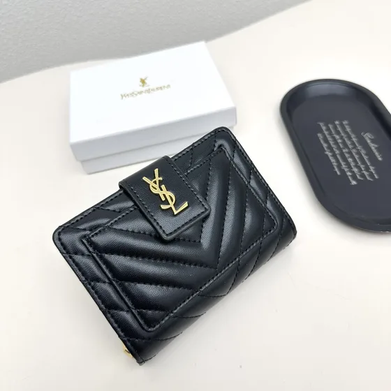 YSL Cassandre Matelassé Compact Tegnebog Sort Tegnebog