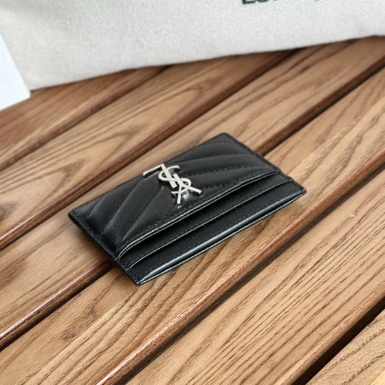 YSL Cassandre Matelassé Card Case Noir Card Holder