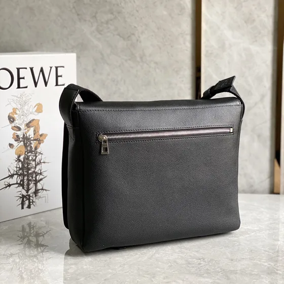 Loewe Anagram Leather Messenger Bag Black Crossbody