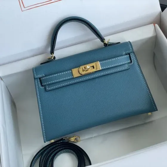 Hermes Mini Kelly Ii Blue Top Handle