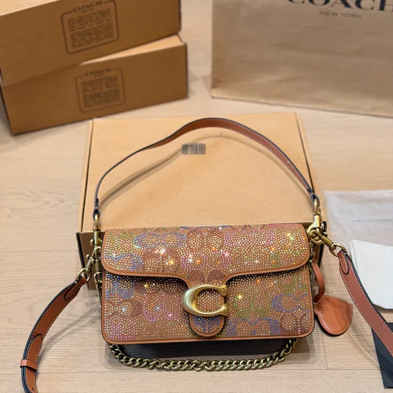 Coach Tabby Schultertasche 20 In Crystal Braun/Rainbow Crossbody/Schultertasche