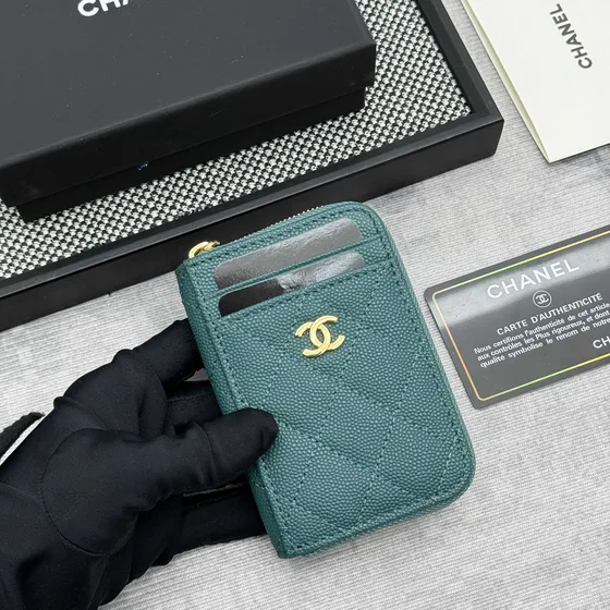 Chanel Zip Card Holder Dark Yeşil Card Holder