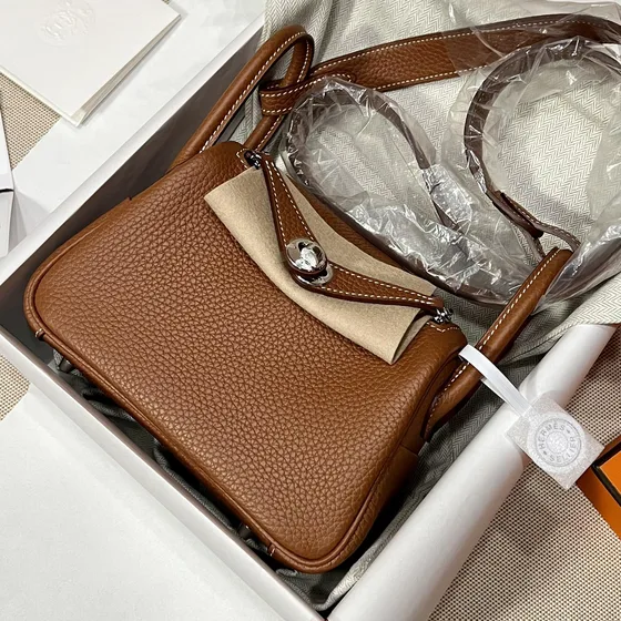 Hermes Lindy Mini Gold Brown Shoulder Bag