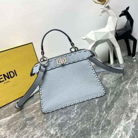 Fendi Peekaboo Iseeu Small Light Blue Top Handle