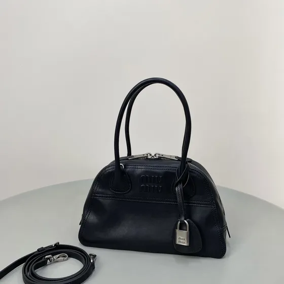 Miu Miu Leather Top-Handle Bag Black Top Handle