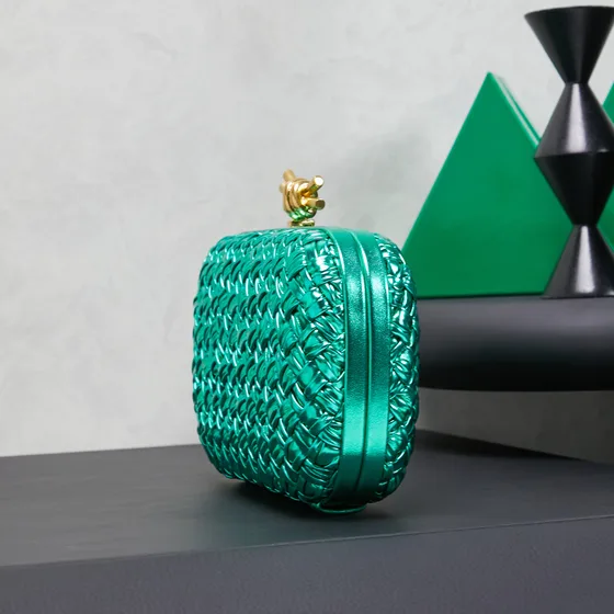 Bottega Veneta Knot Clutch Emerald Green Clutch