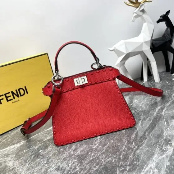 Fendi Peekaboo Iseeu Small Red Top Handle