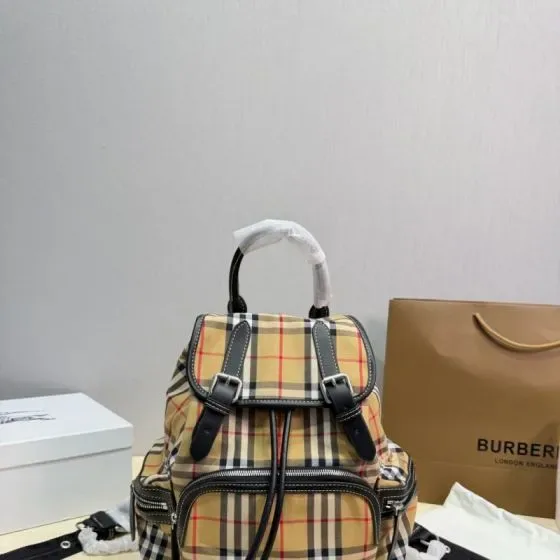 Burberry Vintage Check Nylon Rucksack Beige Backpack