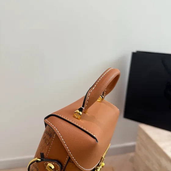 MCM Berlin Visetos Crossbody Box Bag Cognac Brown Crossbody