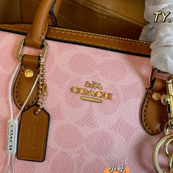 Coach Rowan Satchel Merah jambu/Coklat Top Handle