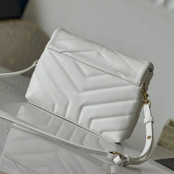 YSL Loulou Toy Puffer Crossbody-veske Hvit Crossbody
