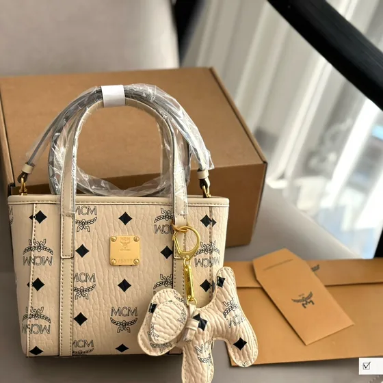 MCM Toni Mini Shopper Tote Cognac/Visetos Brun Shopperveske