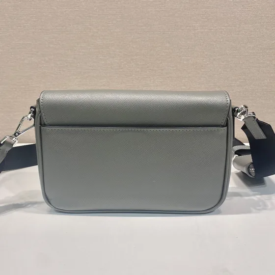 Prada Saffiano Skinn Skulderveske With Detachable Etui Gray Crossbody