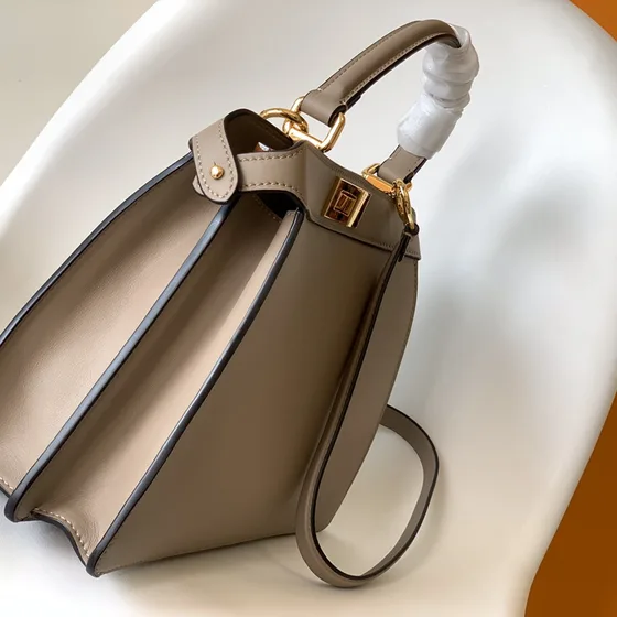 Fendi Peekaboo Iseeu Medium Light Gray Beige Top Handle