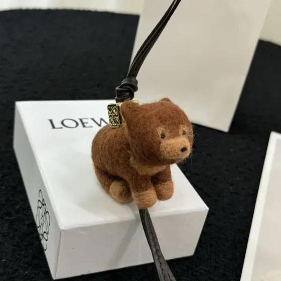 Loewe Felt Cat Charm Brown Pouch