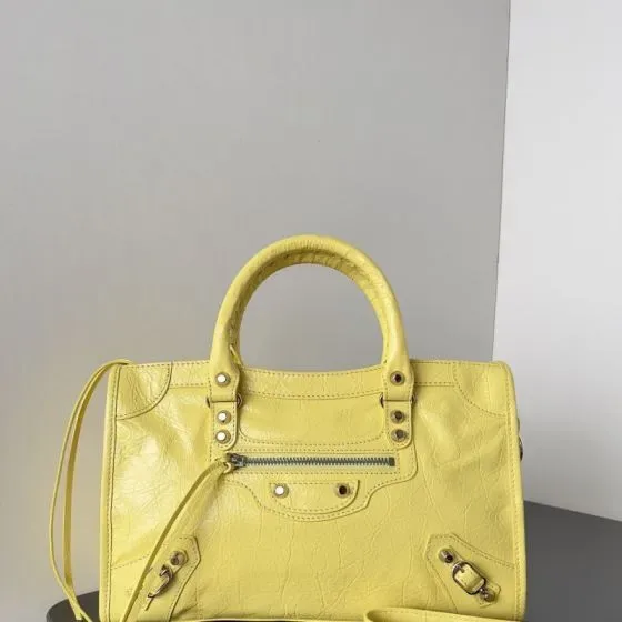 Balenciaga City Mini Lemon Yellow Top Handle