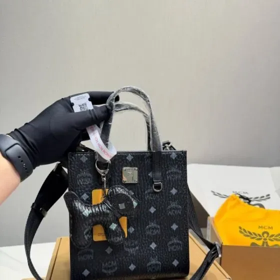 MCM Aren Visetos Tote Black Tote Bag