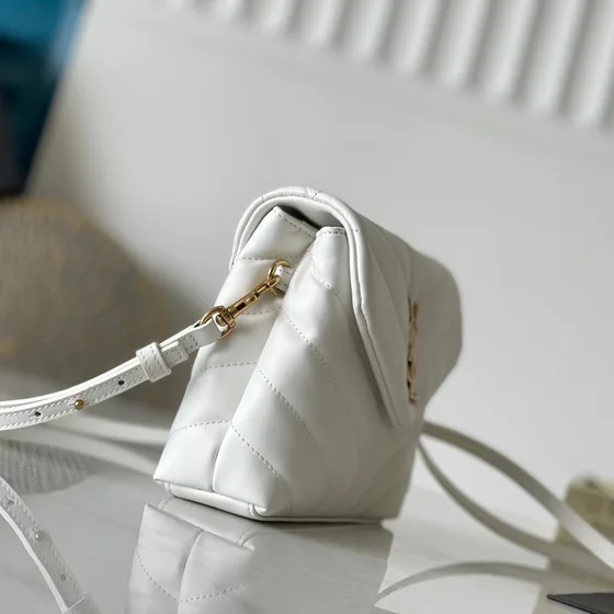 YSL Loulou Toy Puffer Crossbody Bag White Crossbody