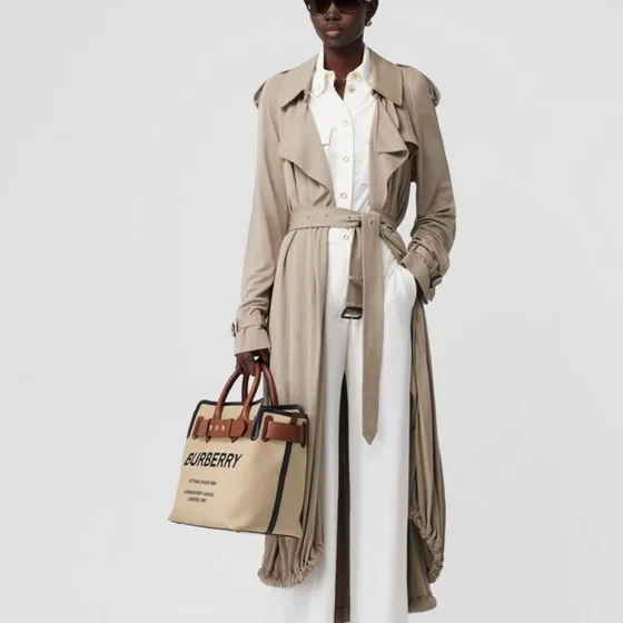 Burberry Horseferry Print Canvas Belt Tote Beige Brown Tote Bag