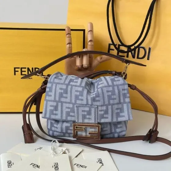 Fendi Mamma Baguette Light Blue Shoulder Bag