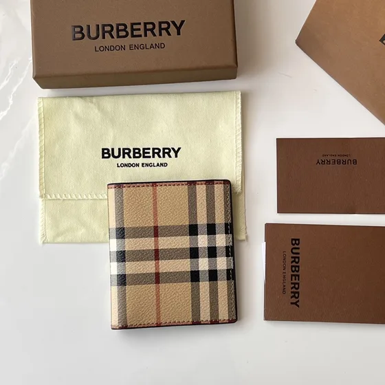 Burberry Vintage Check Bifold Wallet Beige Wallet