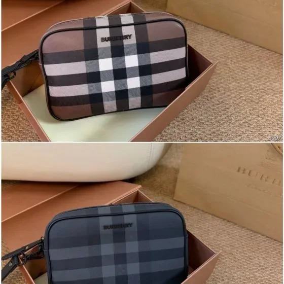 Burberry Check Crossbody Bag Dark Brown Charcoal Gray Crossbody