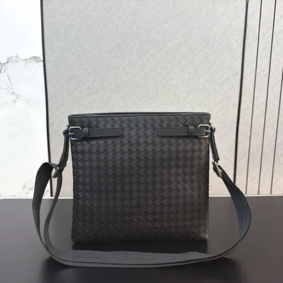 Bottega Veneta Intrecciato Messenger Bag Dark Grey Crossbody