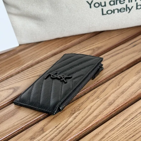 YSL Cassandre Matelassé Zipped Card Case Sort Card Holder