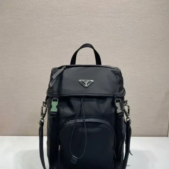Prada Re-Nylon Bucket Backpack With Shoulder Strap Black Backpack