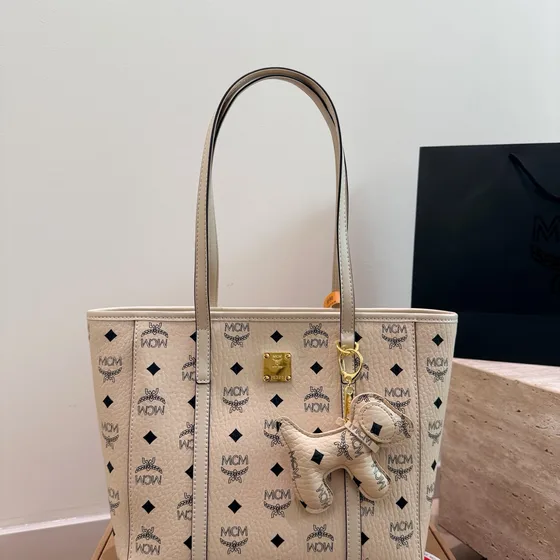 MCM Toni Visetos Shopper Beige/Rosa/Brun/Svart Kass