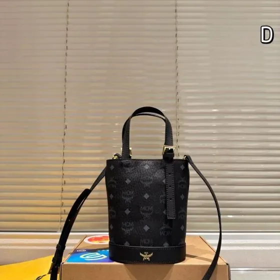 MCM Aren Visetos Mini Bucket Bag Black Crossbody